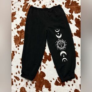 Black Bottoms with Sun and Moon Design